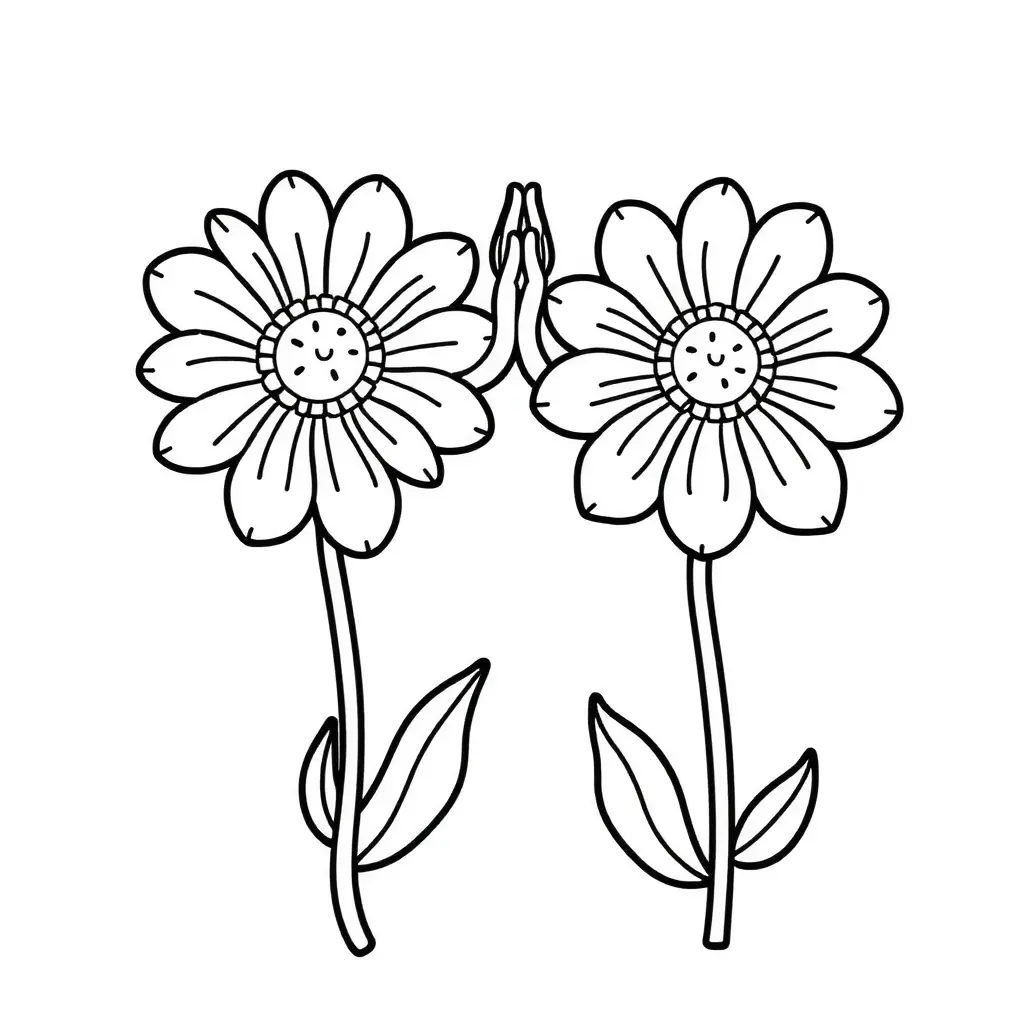 Kostenlose Ausmalbilder: Blumen High-Five!