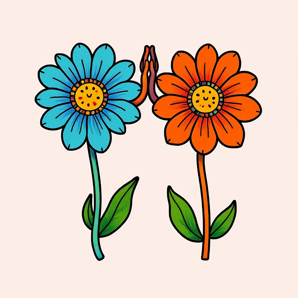 Kostenlose Ausmalbilder: Blumen High-Five!
