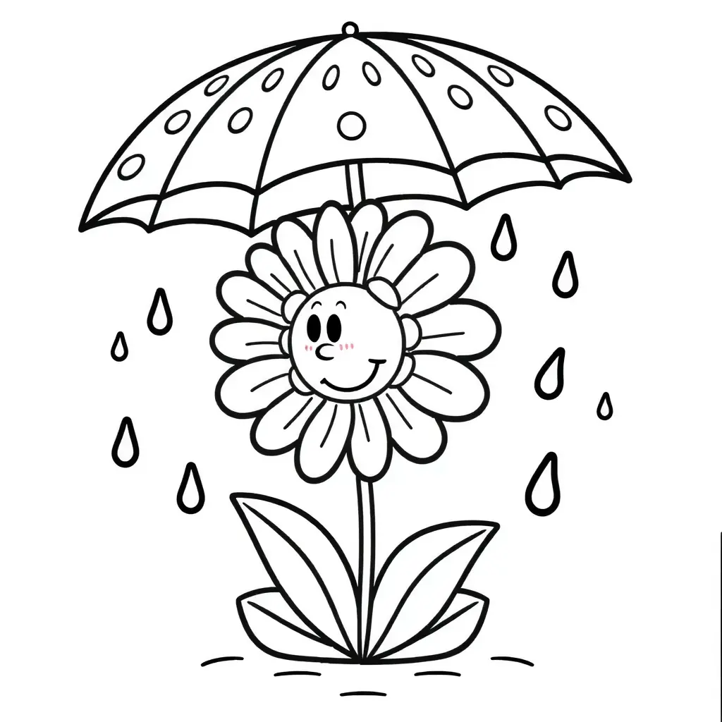 Kostenloses Ausmalbild: Fröhlicher Blumenregen