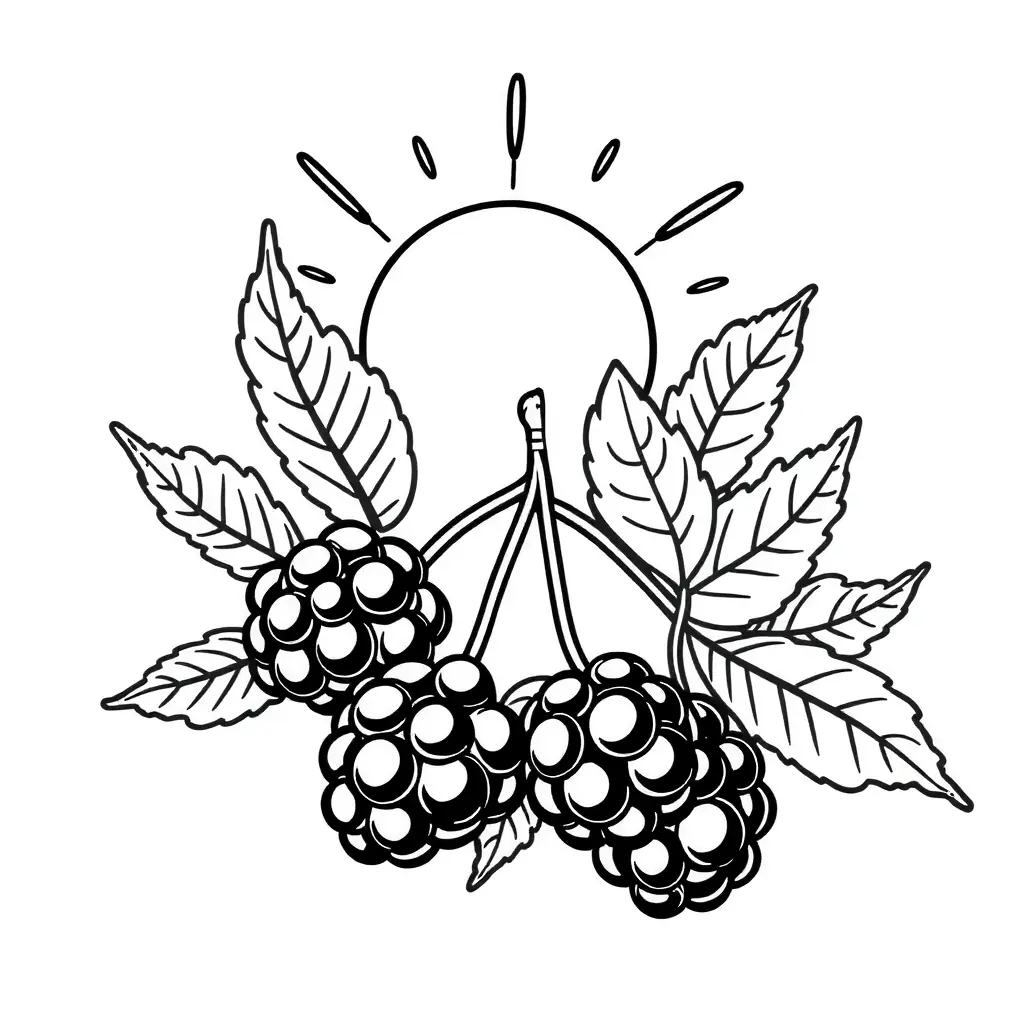 Schokoladenfarbiger Chokeberry im Sommer – eine tolle Ausmalvorlage.