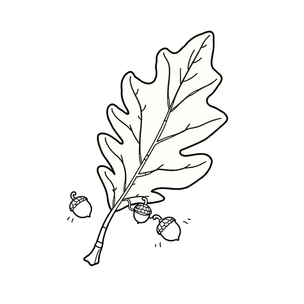 Ausmalbild Herbst: Ein vergnügliches Blatt und bunte Eicheln – perfekt zum Ausmalen! Ausmalbild Herbst: Ein vergnügliches Blatt und bunte Eicheln – perfekt zum Ausmalen!