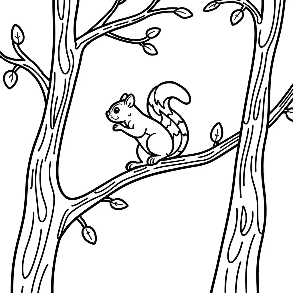 Ein lustiges, schattiertes Eichhörnchen springt durch Baumwipfel. Perfekt zum Ausmalen! Ein lustiges, schattiertes Eichhörnchen springt durch Baumwipfel. Perfekt zum Ausmalen!