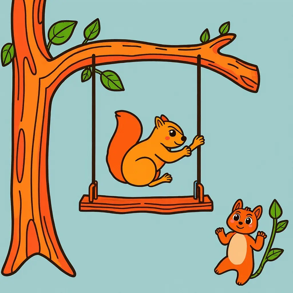 Ausmalbild Eichhörnchen Schaukel – Farbige Vorschau zum Ausdrucken Ausmalbild Eichhörnchen Schaukel – Farbige Vorschau zum Ausdrucken