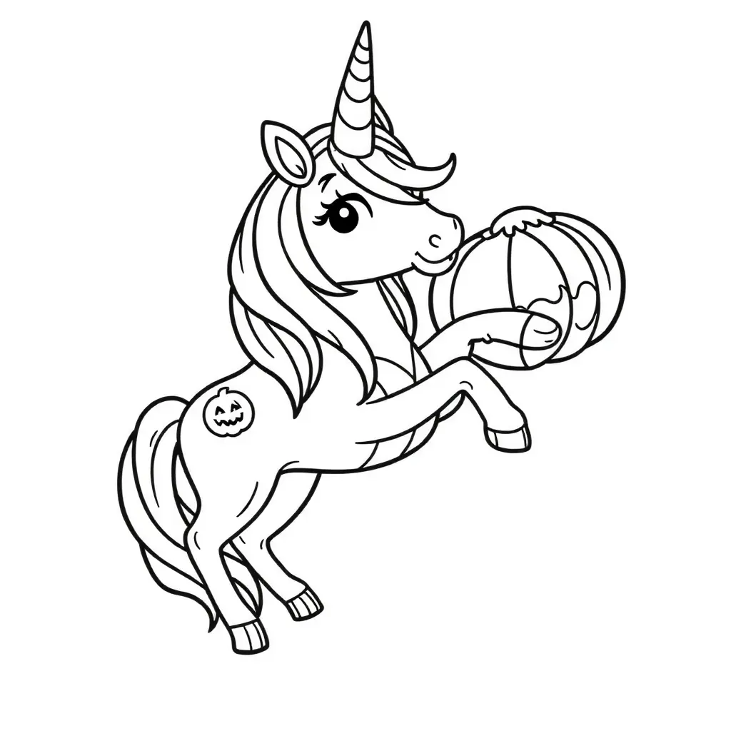Schwarz-Weiß Ausmalbild: Ein leichtes Einhorn für Spaß am Ausmalen.