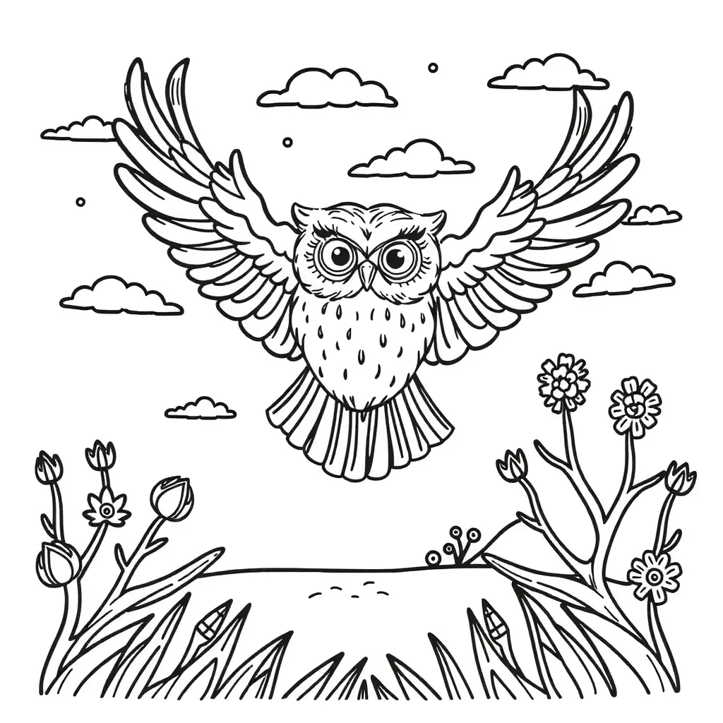 Ausmalbild eines fliegenden Uhrschlüssels am Herbsthimmel. Einfaches Schwarz-Weiß-Ausmalbild für Kinder. Ausmalbild eines fliegenden Uhrschlüssels am Herbsthimmel. Einfaches Schwarz-Weiß-Ausmalbild für Kinder.