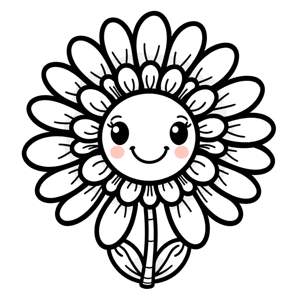 Kostenlose Ausmalbild: Fröhliche Gänseblümchen!
