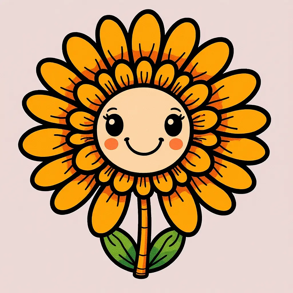 Kostenlose Ausmalbild: Fröhliche Gänseblümchen!