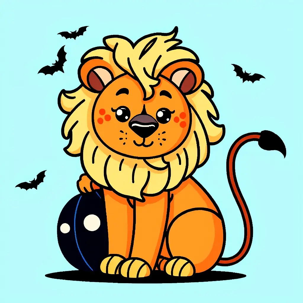 Spooky Halloween Löwe Ausmalbild für Kinder - Kostenlose Vorlage zum Ausdrucken Spooky Halloween Löwe Ausmalbild für Kinder - Kostenlose Vorlage zum Ausdrucken
