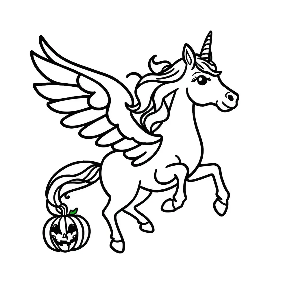 Schwarz-Weiß Ausmalbild eines freundlichen Pegasus Schwarz-Weiß Ausmalbild eines freundlichen Pegasus