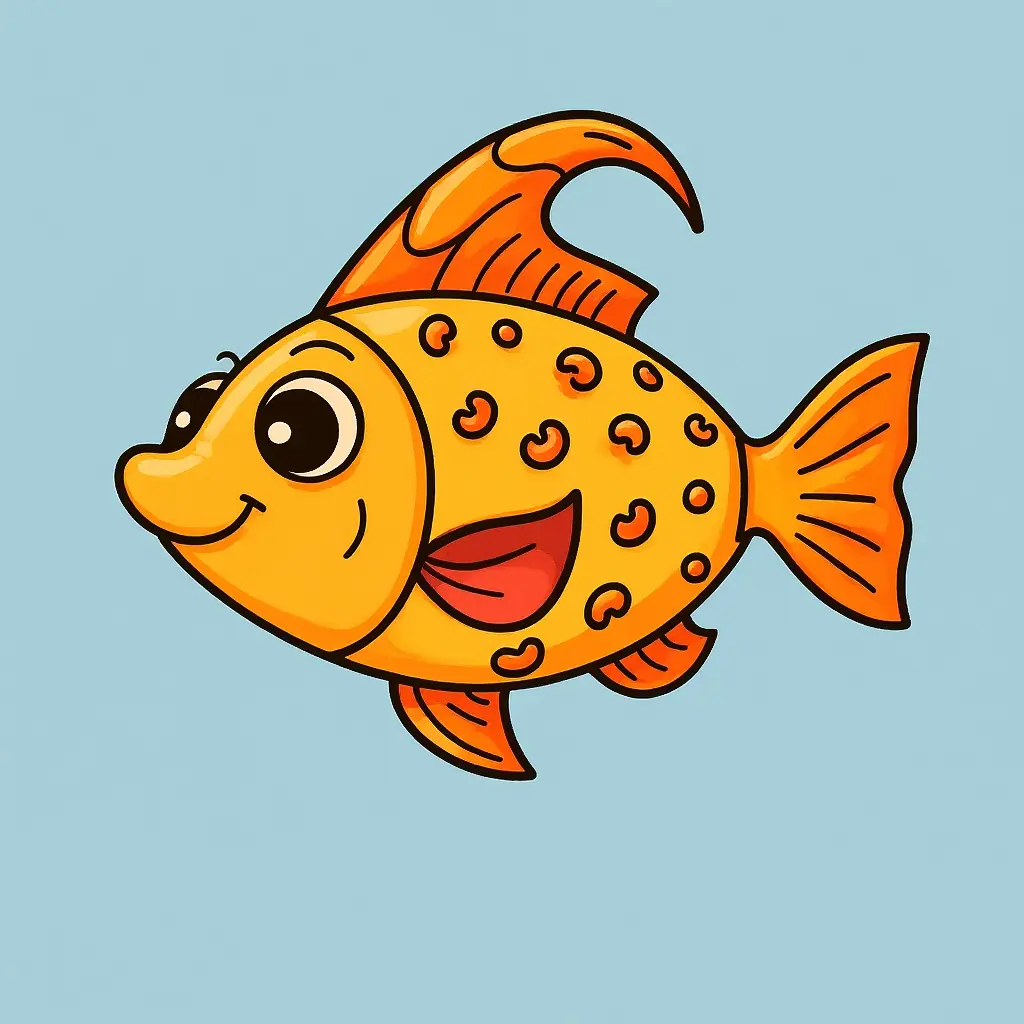 Halloween Ausmalbild: Gruseliger Fisch zum Drucken!