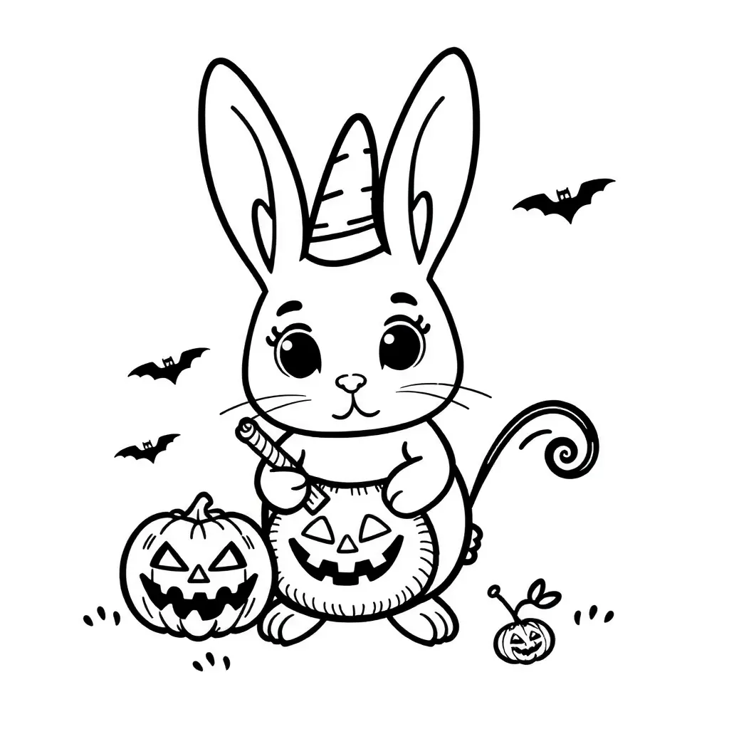 Einfaches Halloween Kaninchen Ausmalbild Einfaches Halloween Kaninchen Ausmalbild