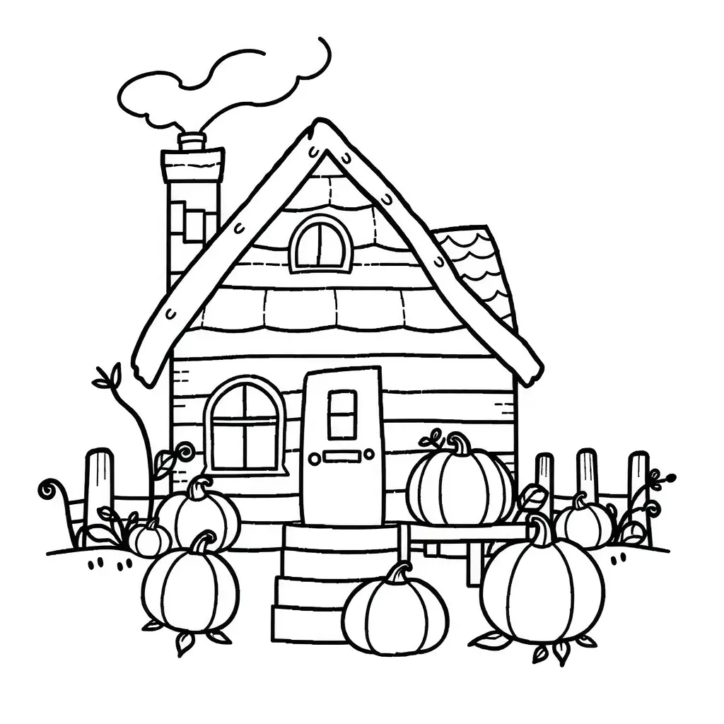 Ausmalbild Herbsthaus mit rauchendem Schornstein, einfach zu gestalten. Ausmalbild Herbsthaus mit rauchendem Schornstein, einfach zu gestalten.