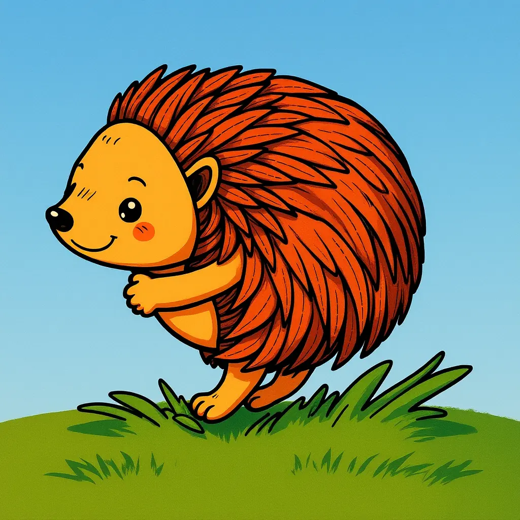 Ein witziger Igel trägt einen Pilz auf dem Rücken. Ausmalbild für Kinder. Ein witziger Igel trägt einen Pilz auf dem Rücken. Ausmalbild für Kinder.