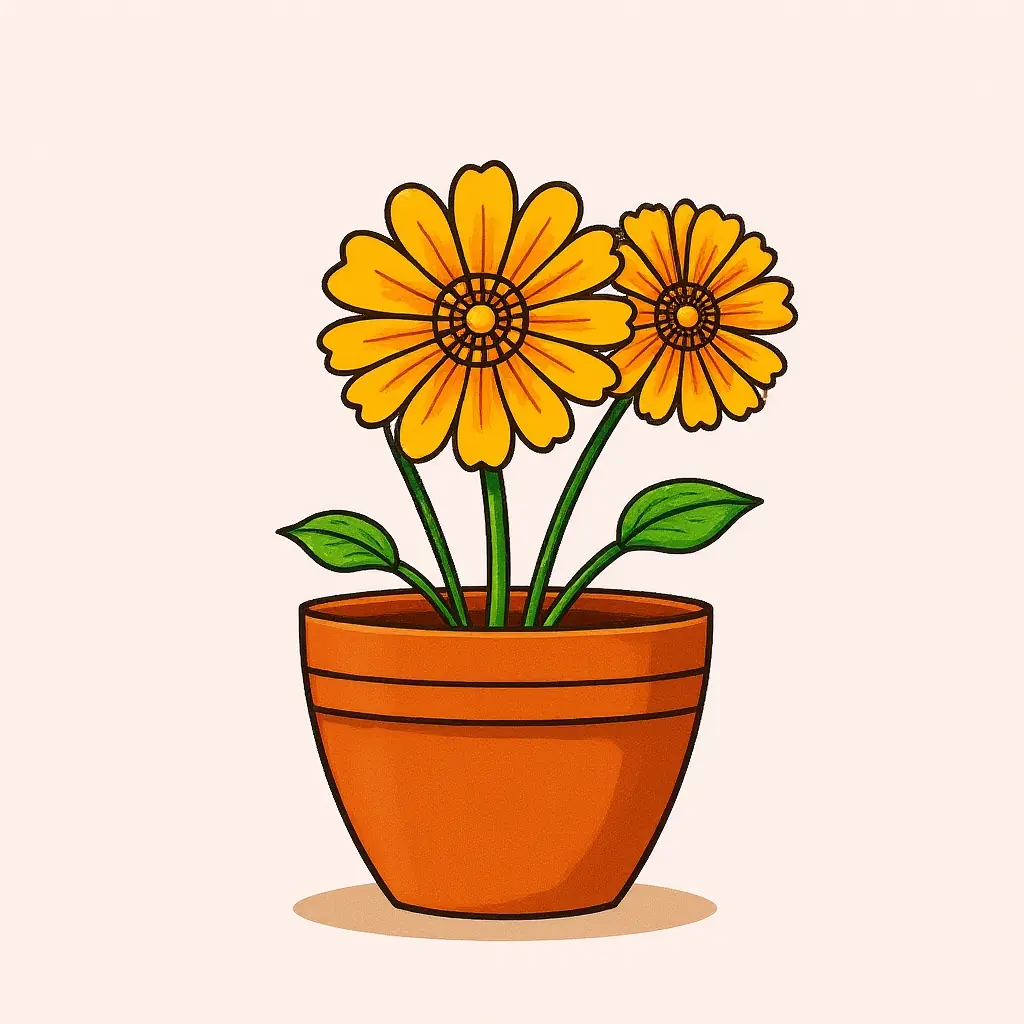 Ein schöner, farbiger Vorschau des Ausmalbildes mit einer Kornblume in einer Schale. Perfekt zum Ausdrucken! Ein schöner, farbiger Vorschau des Ausmalbildes mit einer Kornblume in einer Schale. Perfekt zum Ausdrucken!
