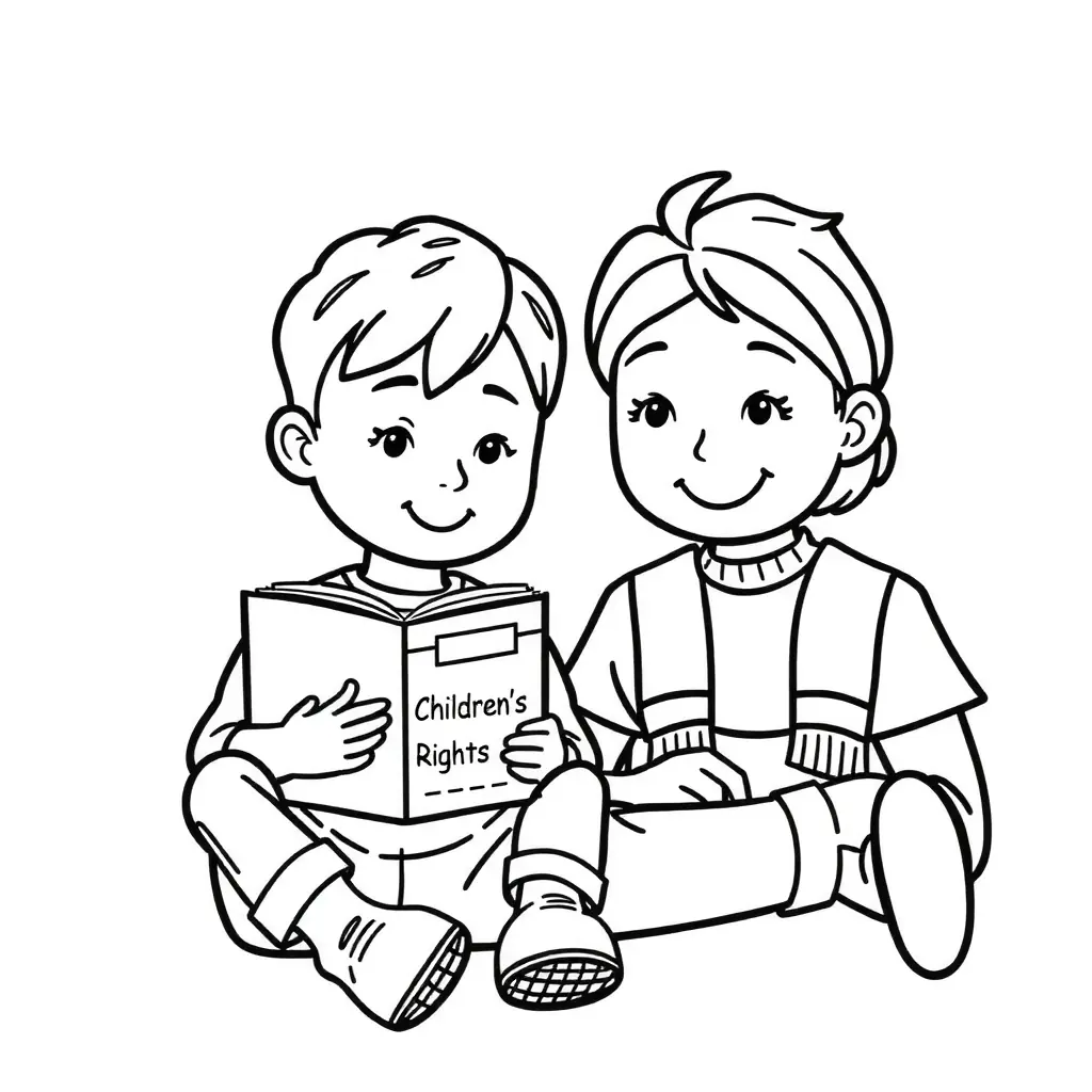 Kinderrechte Ausmalbild - Schwarz-Weiß-Vorlage zum Ausdrucken Kinderrechte Ausmalbild - Schwarz-Weiß-Vorlage zum Ausdrucken