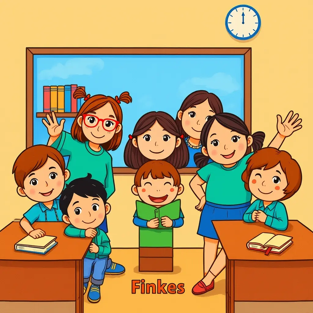 Fröhliches Ausmalbild eines Klassenzimmers mit fröhlichen Kindern Fröhliches Ausmalbild eines Klassenzimmers mit fröhlichen Kindern