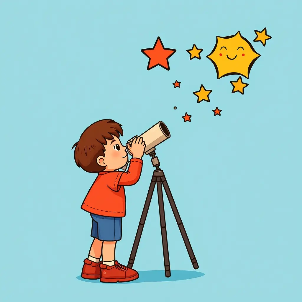 Kostenloses Ausmalbild: Junge am Teleskop, Sterne beobachten. Kostenloses Ausmalbild: Junge am Teleskop, Sterne beobachten.