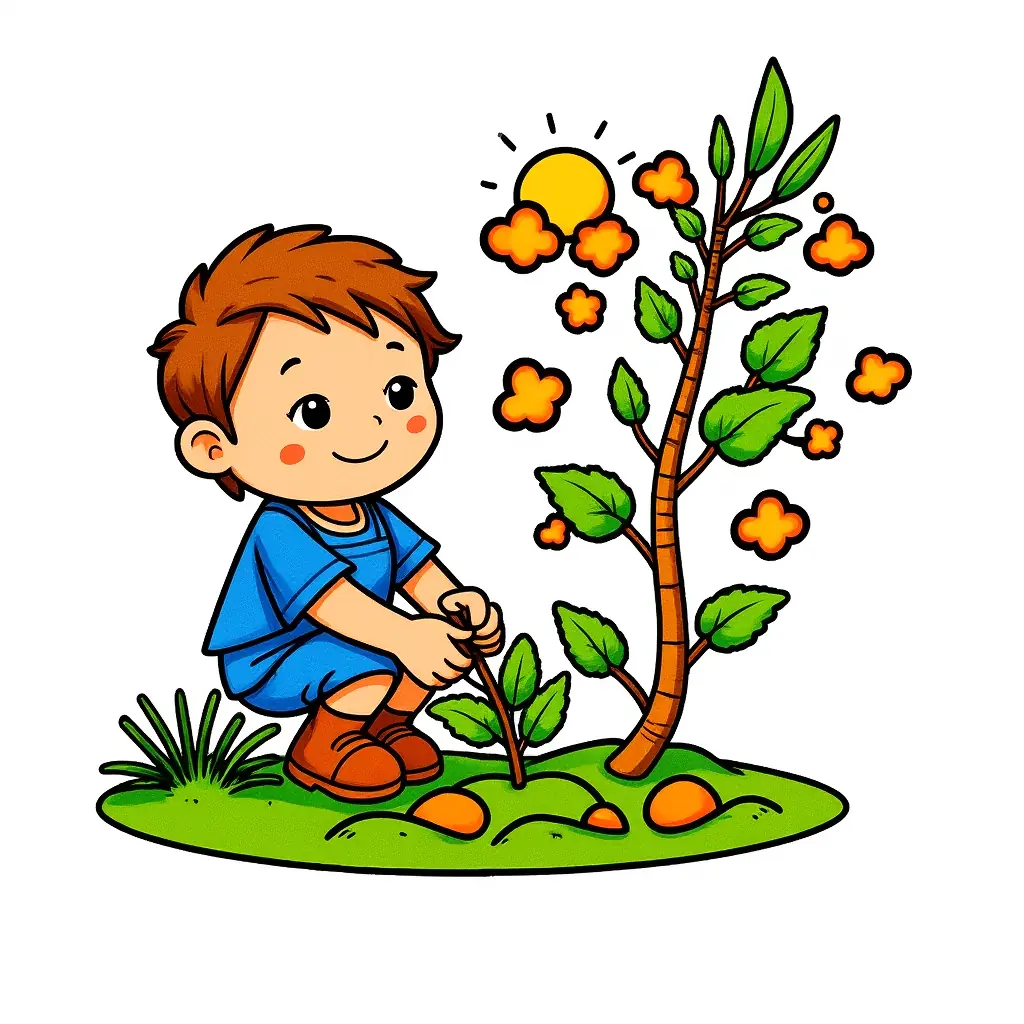 Kostenloses Ausmalbild: Ein Junge pflanzt einen Baum. Einfach zum Ausmalen. Kostenloses Ausmalbild: Ein Junge pflanzt einen Baum. Einfach zum Ausmalen.