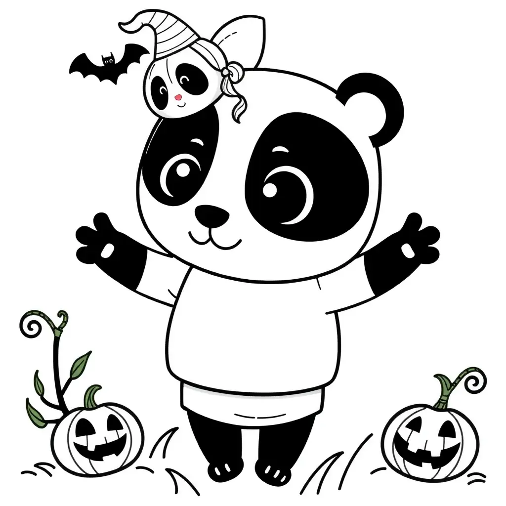 Schwarz-Weiß Ausmalbild eines fröhlichen Pandas. Schwarz-Weiß Ausmalbild eines fröhlichen Pandas.