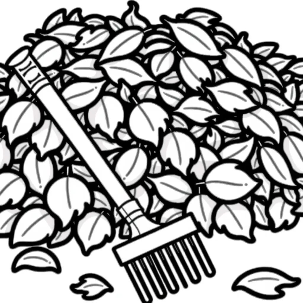 Ausmalbild Herbst: Ein schöner Rake am Laubhaufen zum Ausmalen. Ausmalbild Herbst: Ein schöner Rake am Laubhaufen zum Ausmalen.