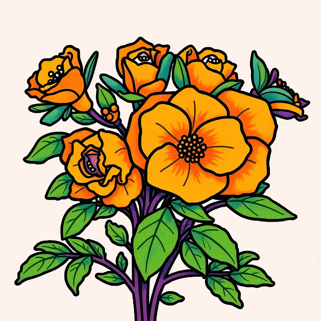 Kostenlos Ausmalbild: Duftende Rosen