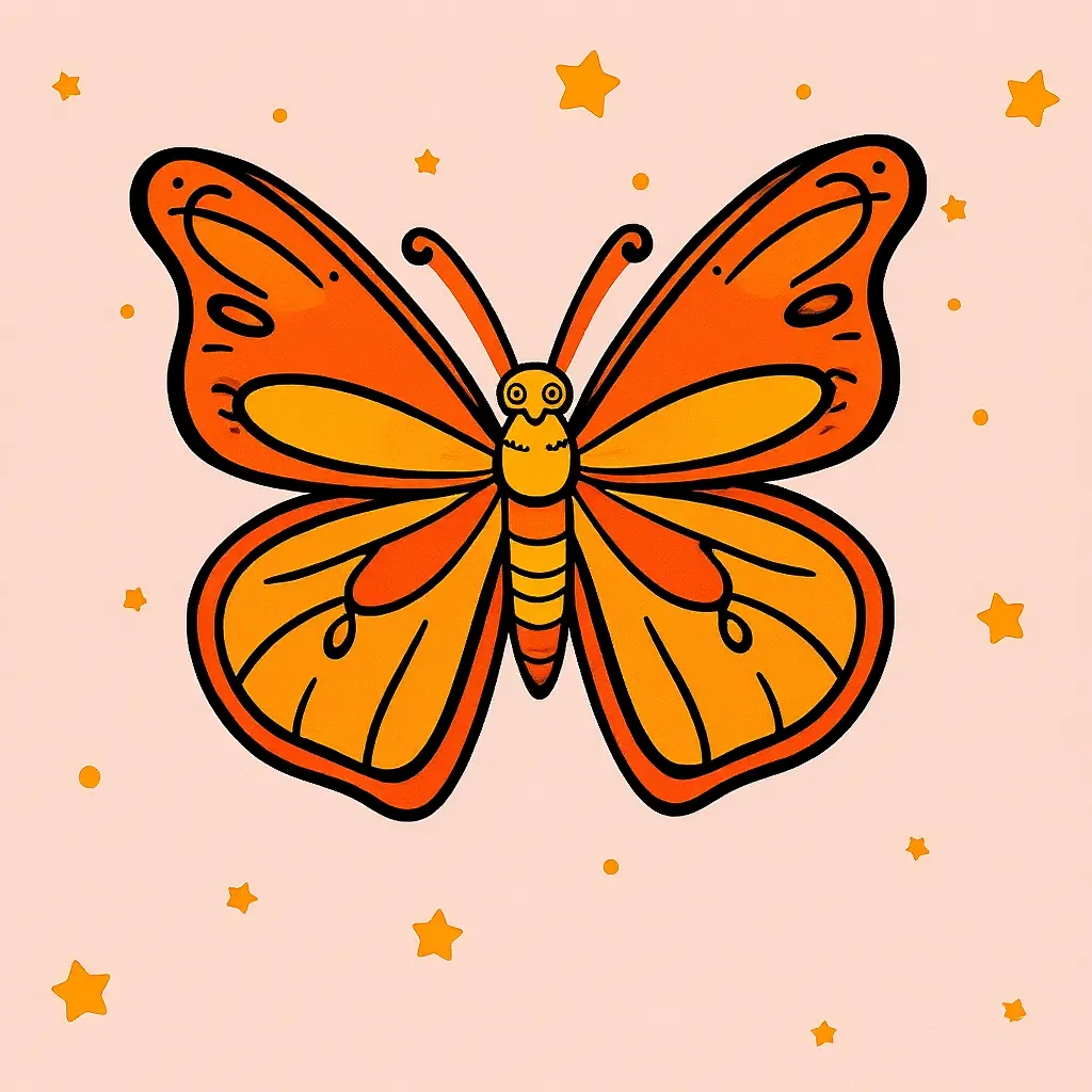 Schlichtes Schwarz-Weiß-Ausmalbild einer Schmetterlingsillustration. Schlichtes Schwarz-Weiß-Ausmalbild einer Schmetterlingsillustration.
