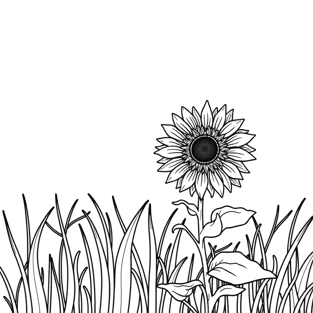 Kostenloses Ausmalbild: Eine einzelne Sonnenblume im goldenen Feld. Perfekt zum Ausdrucken. Kostenloses Ausmalbild: Eine einzelne Sonnenblume im goldenen Feld. Perfekt zum Ausdrucken.