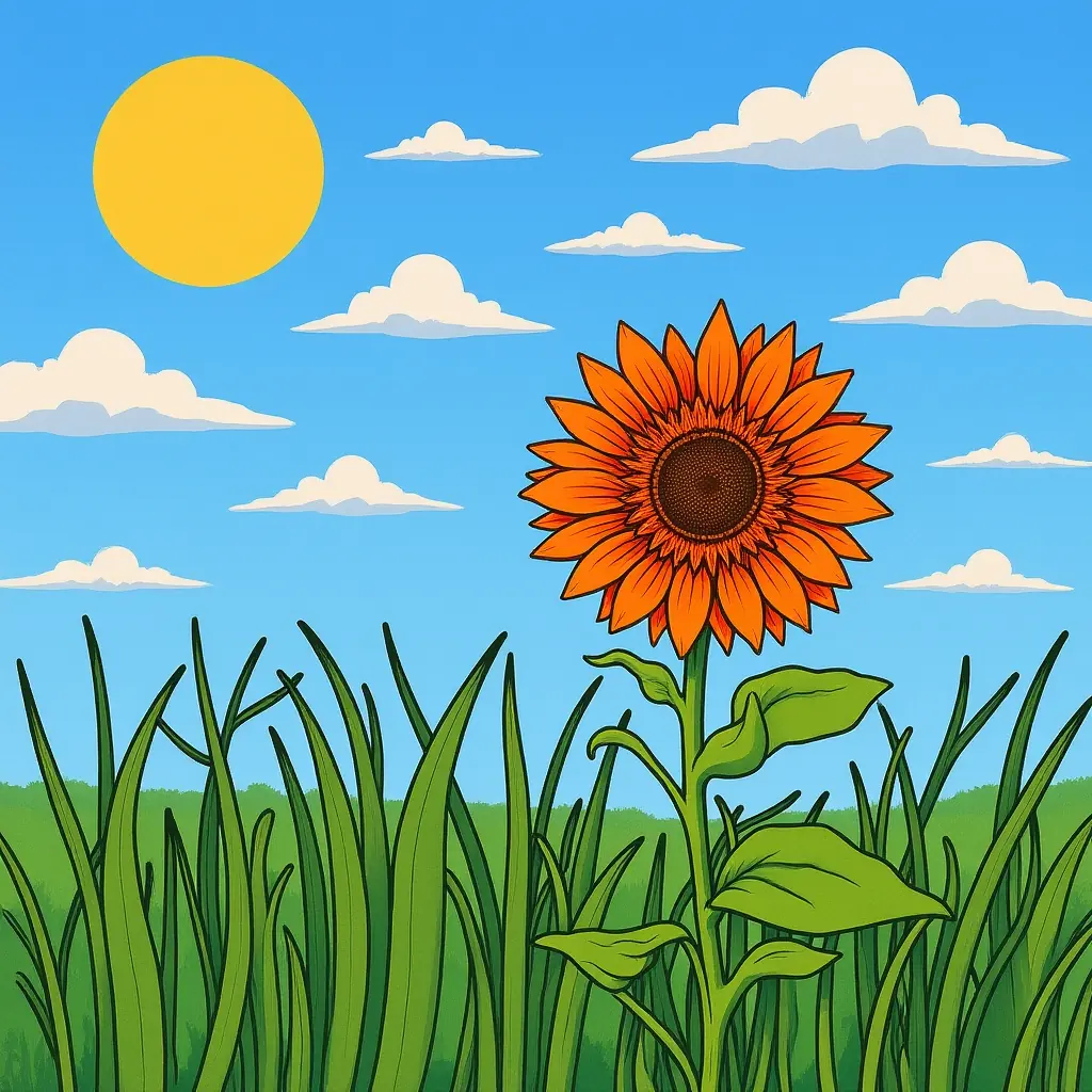 Sonnenblume im Feld Ausmalbild – einfache Schwarz-Weiß-Malvorlage für Kinder Sonnenblume im Feld Ausmalbild – einfache Schwarz-Weiß-Malvorlage für Kinder