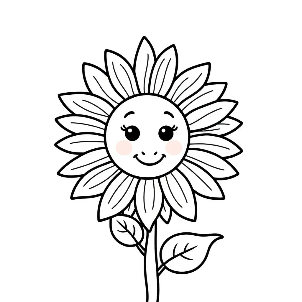 Kostenlose Ausmalbilder: Fröhliche Sonnenblume zum Ausdrucken!