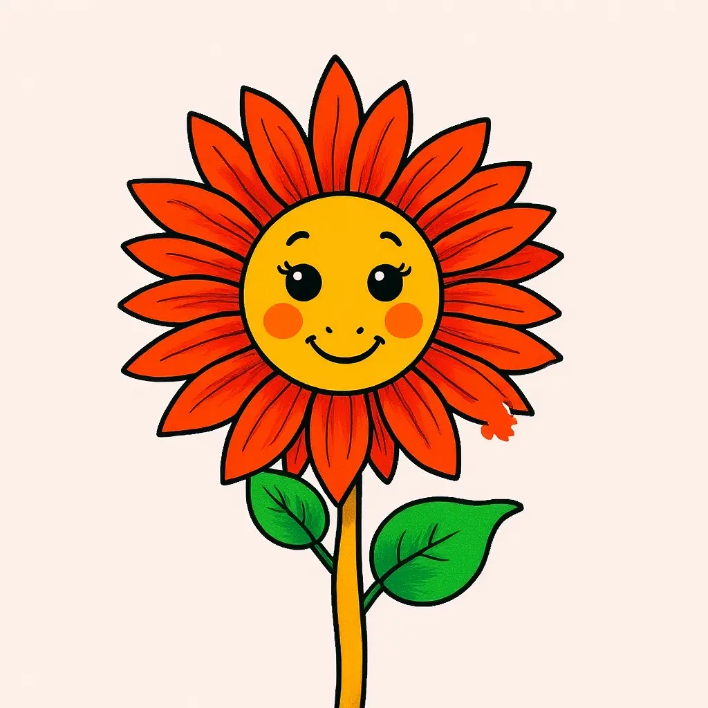 Kostenlose Ausmalbilder: Fröhliche Sonnenblume zum Ausdrucken!