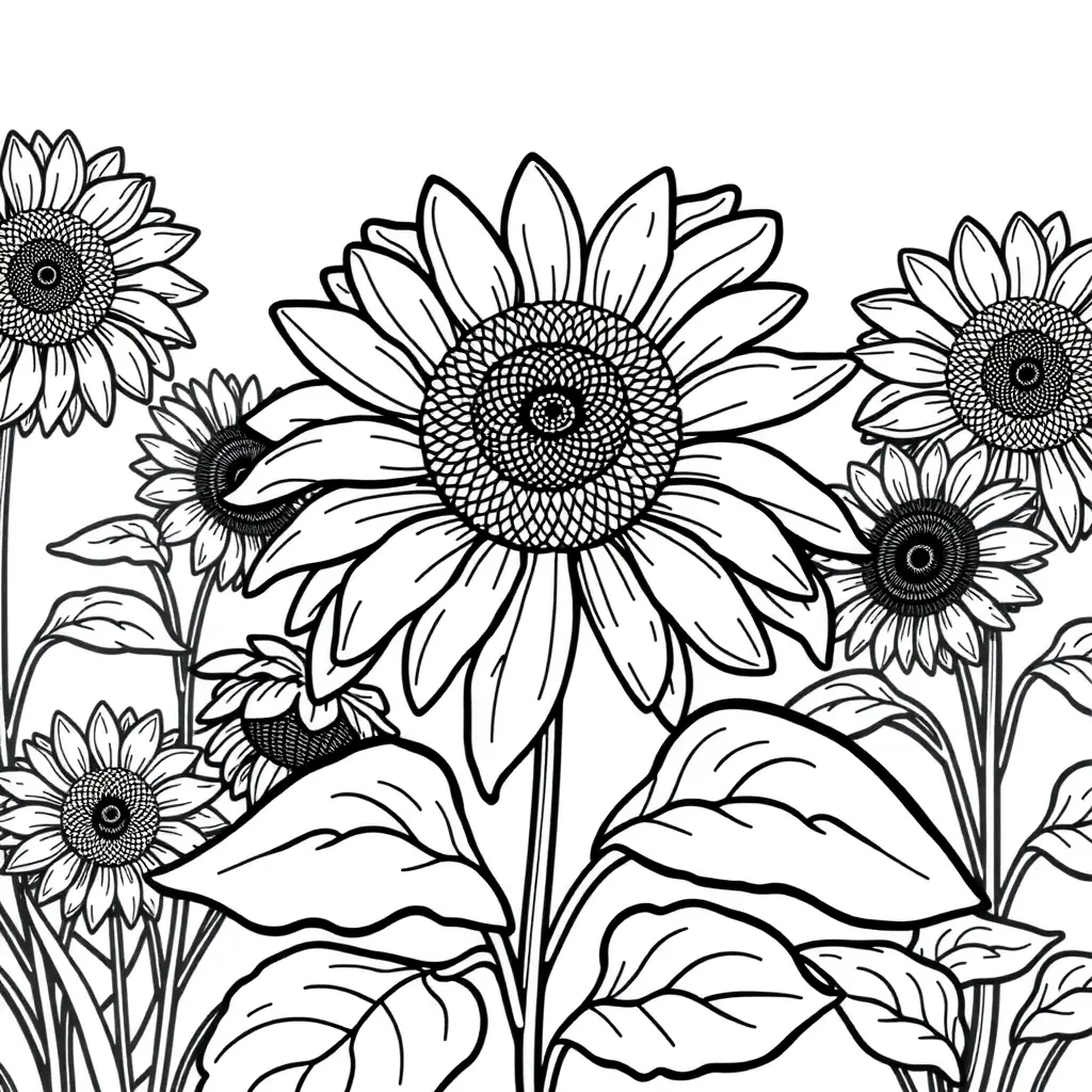 Schwarz-Weiß Sonnenblume Ausmalbild – Herbst Schwarz-Weiß Sonnenblume Ausmalbild – Herbst