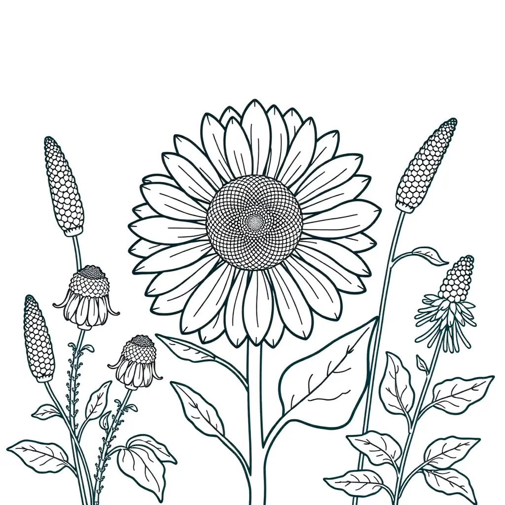 Einfaches, schwarzweltes Ausmalbild einer Sonnenblume. Einfach ausdrucken und loslegen! Einfaches, schwarzweltes Ausmalbild einer Sonnenblume. Einfach ausdrucken und loslegen!