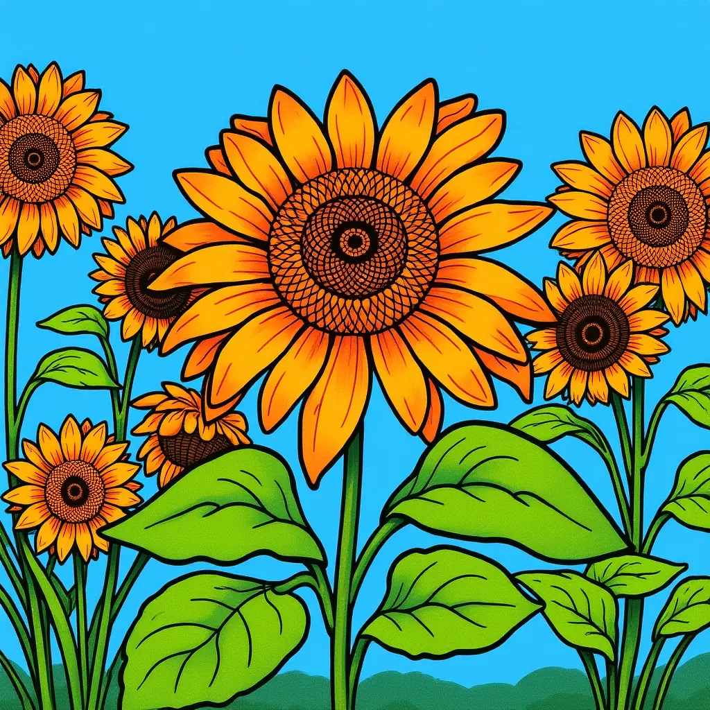 Detailreiche Schwarz-Weiß Sonnenblume zur Ausmalvorlage Detailreiche Schwarz-Weiß Sonnenblume zur Ausmalvorlage