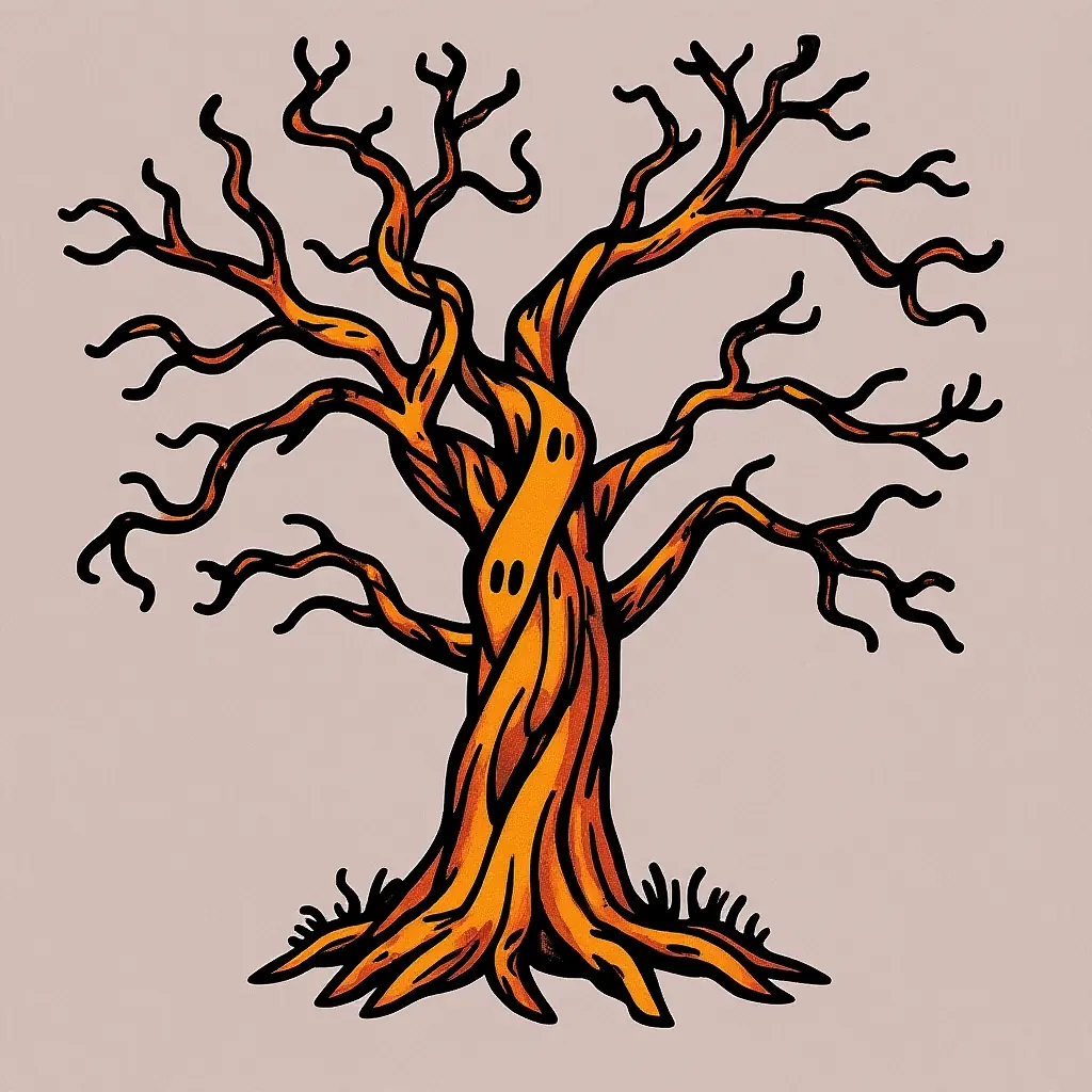 Gruseliger Baum, aufgesetzte Augen, Schwarzweiß Ausmalbild, kostenlose Malvorlage Gruseliger Baum, aufgesetzte Augen, Schwarzweiß Ausmalbild, kostenlose Malvorlage