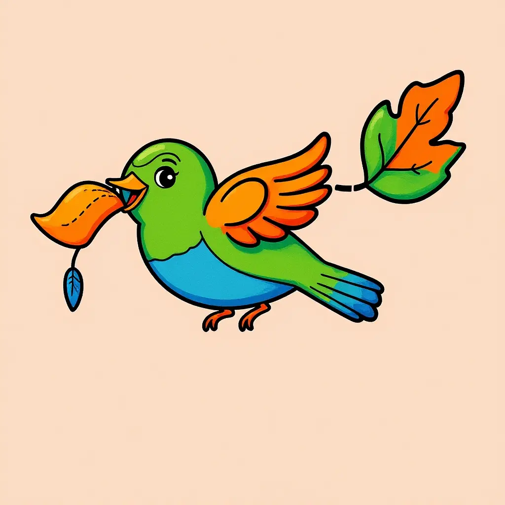 Ausmalbild Vogel mit Blatt – ein farbenfrohes Vorbild! Ausmalbild Vogel mit Blatt – ein farbenfrohes Vorbild!