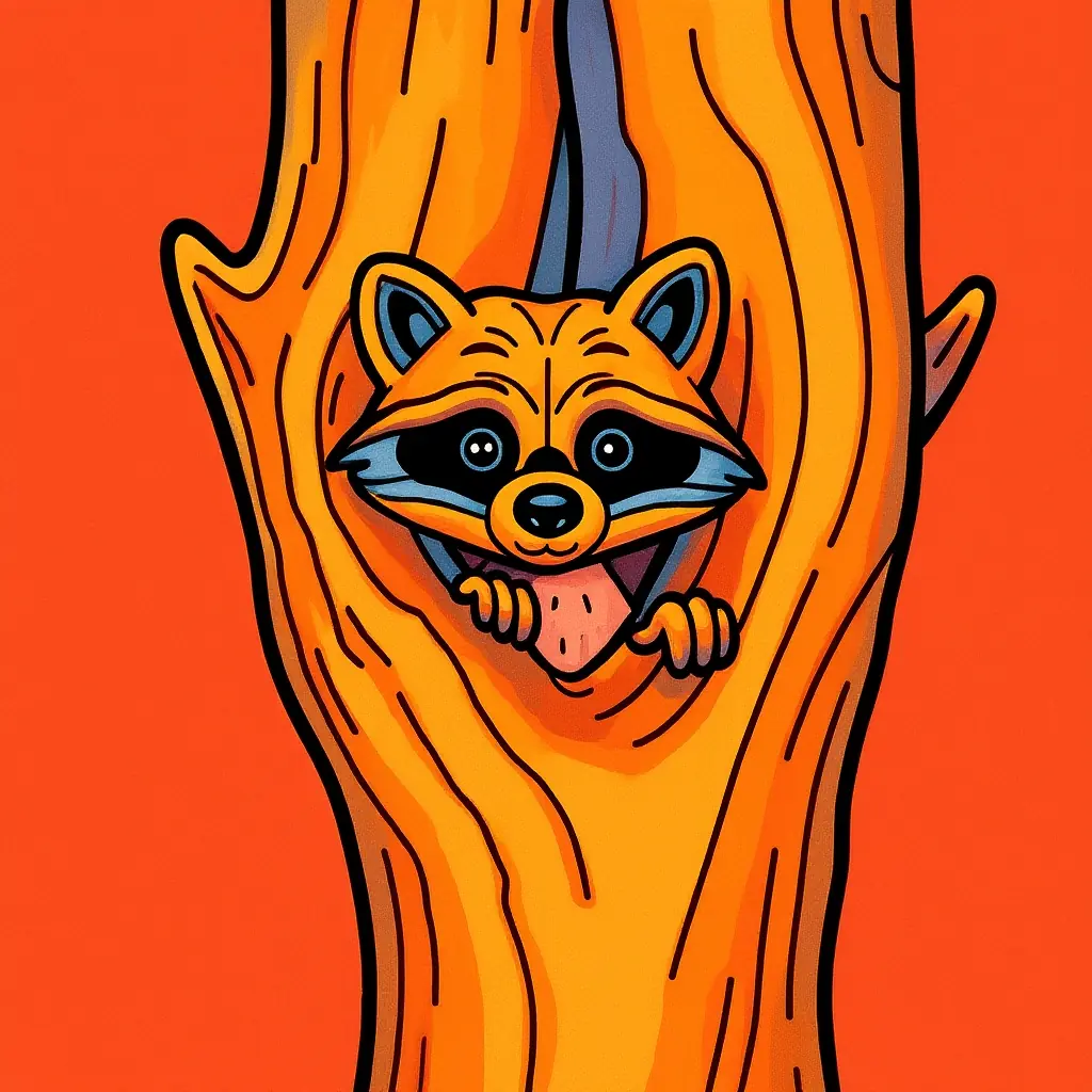 Kreatives Ausmalbild Waschbär - Farbige Vorschau Kreatives Ausmalbild Waschbär - Farbige Vorschau