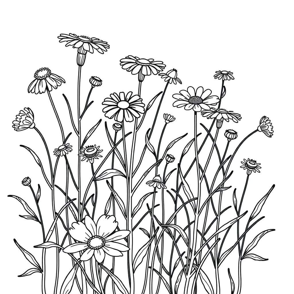 Kostenloses Wildblumen Ausmalbild – PDF zum Ausdrucken