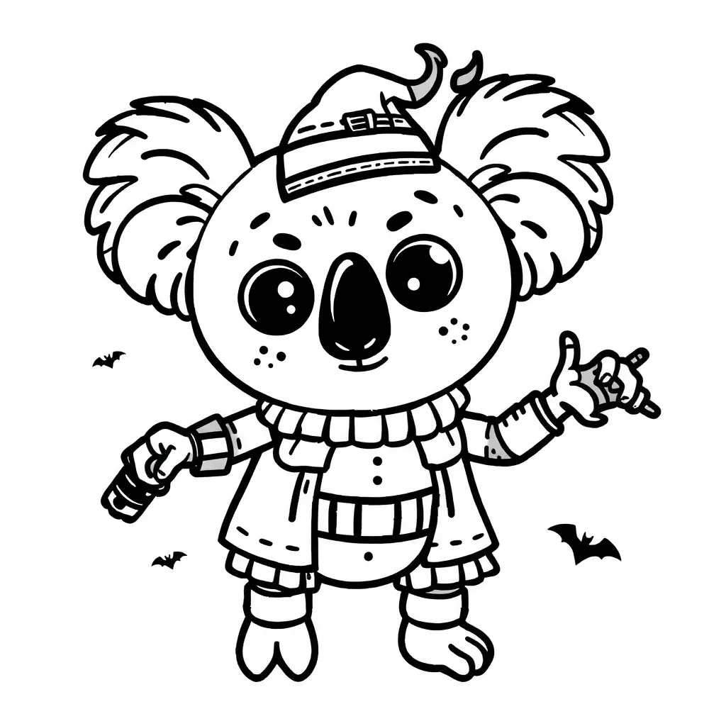 Cute Halloween Zombie Koala Coloring Page Cute Halloween Zombie Koala Coloring Page