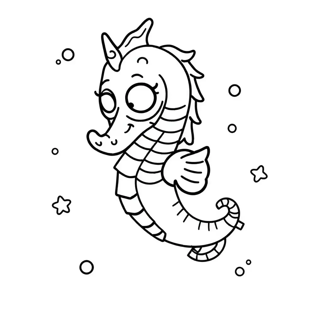 Cute Zombie Seahorse Ausmalbild für Kinder - Einfach ausdrucken und gestalten!