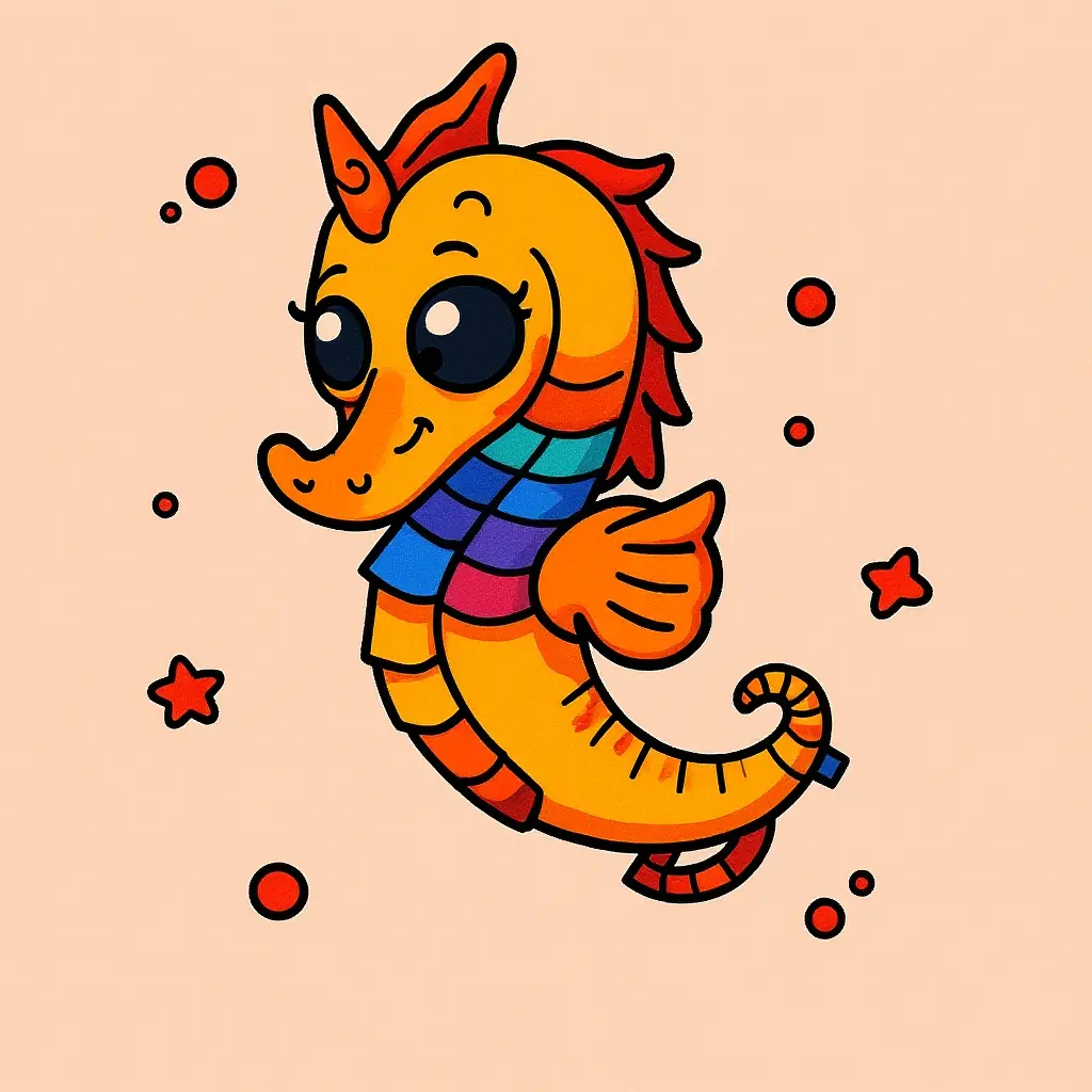 Spooky Zombie Seahorse Ausmalbild für Kinder – Kostenlos herunterladen!