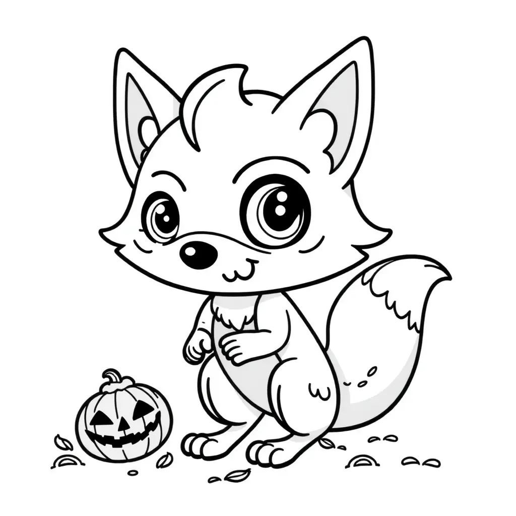 Halloween-Fox Ausmalbild. Süßes Ausmalbild für Kinder. Halloween-Fox Ausmalbild. Süßes Ausmalbild für Kinder.