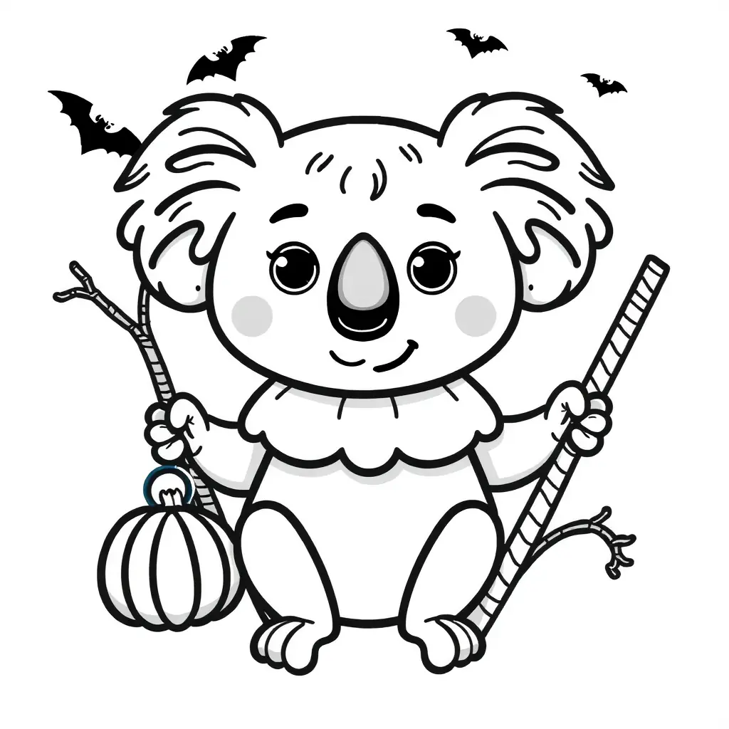 Schwarz-Weiß Halloween Ausmalbild für Kinder Schwarz-Weiß Halloween Ausmalbild für Kinder