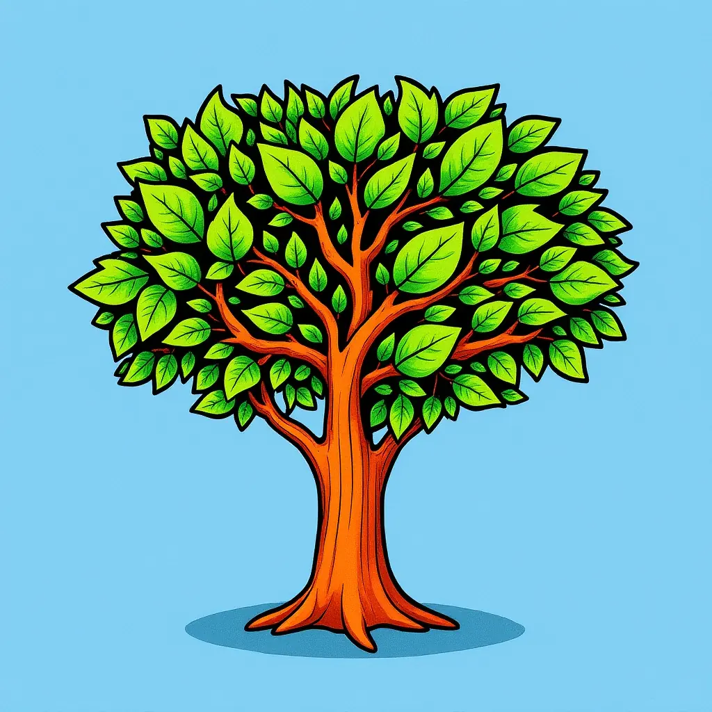 Herbstbaum Ausmalbild – Herzform, farbiger Vorschau Herbstbaum Ausmalbild – Herzform, farbiger Vorschau