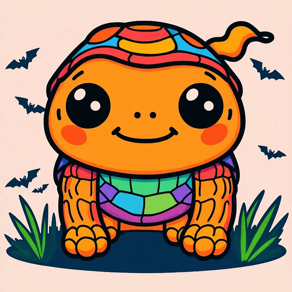 Süßes, schattiges Halloween-Ausmalbild einer Schildkröte, ideal für Kinder Süßes, schattiges Halloween-Ausmalbild einer Schildkröte, ideal für Kinder