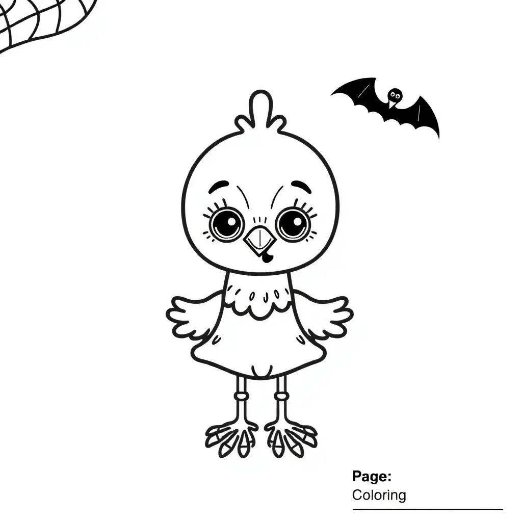 Ein niedliches, schattiges Küken zum Ausmalen - perfekt für Halloween! Ein niedliches, schattiges Küken zum Ausmalen - perfekt für Halloween!