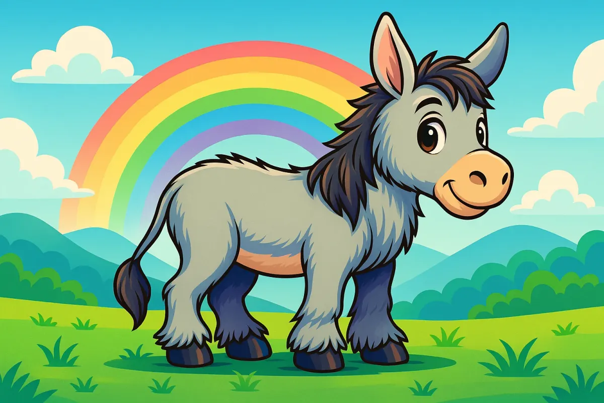 🐴 Ausmalbild: Fröhlicher Esel zum Ausdrucken