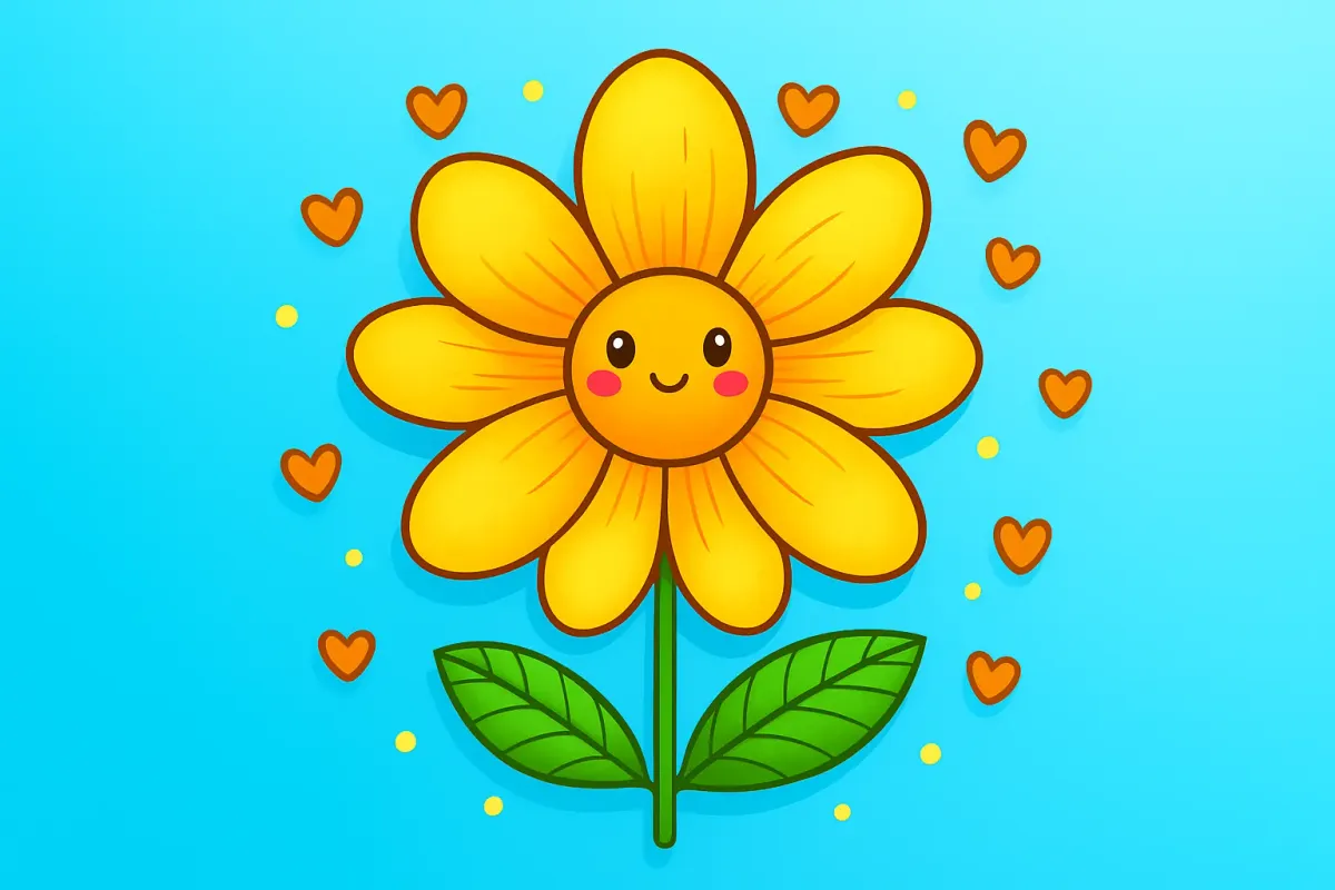 Vorschau der kostenlosen Blumen-Malvorlage zum Ausmalen und Ausdrucken