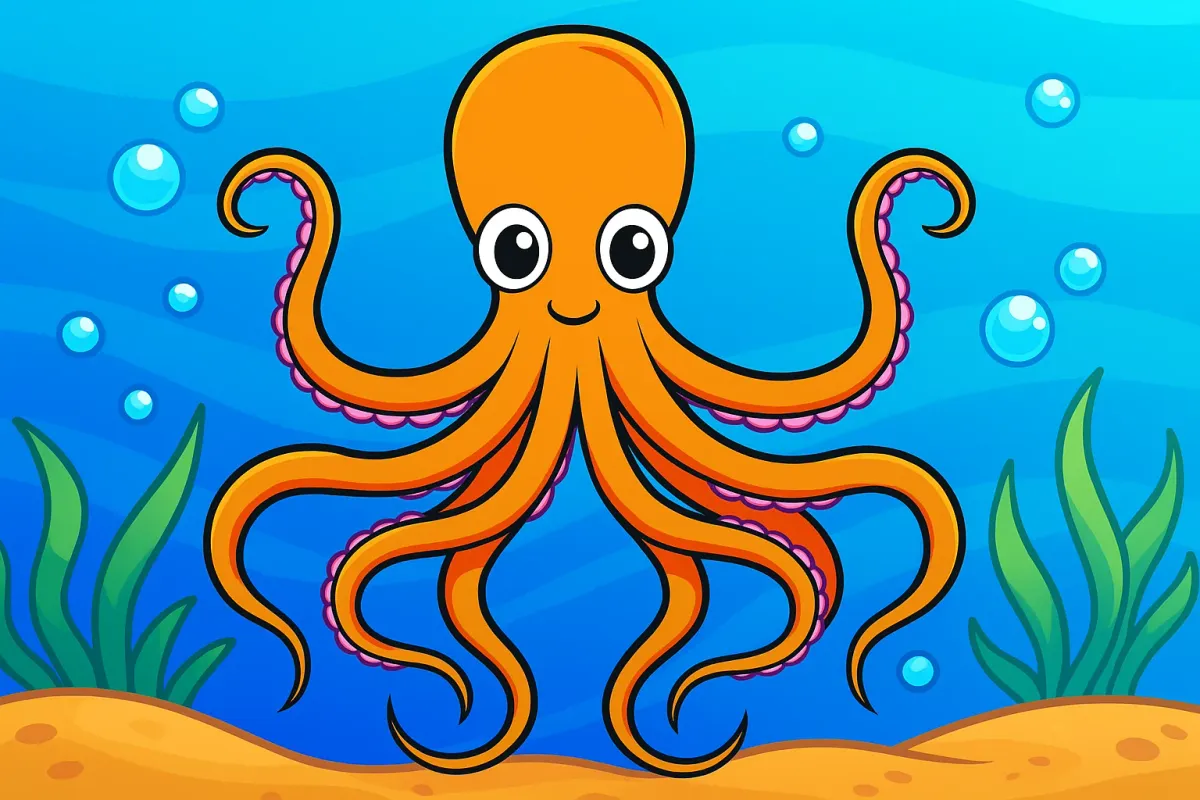 Vorschau der kostenlosen Kraken-Malvorlage zum Ausmalen und Ausdrucken