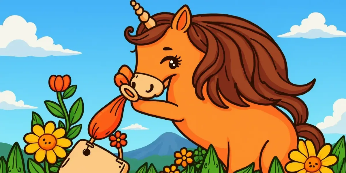 Kostenlos Ausmalbild: Einhorn gießt magische Blumen