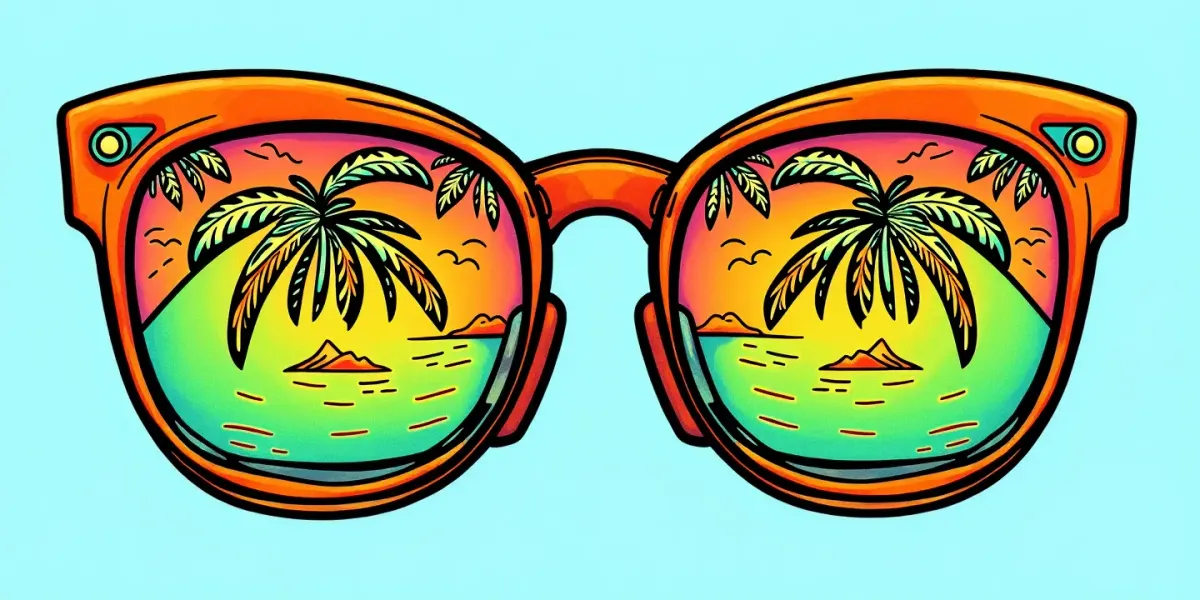 Kostenloses Ausmalbild: Tropischer Urlaub mit Sonnenbrille – Jetzt herunterladen!
